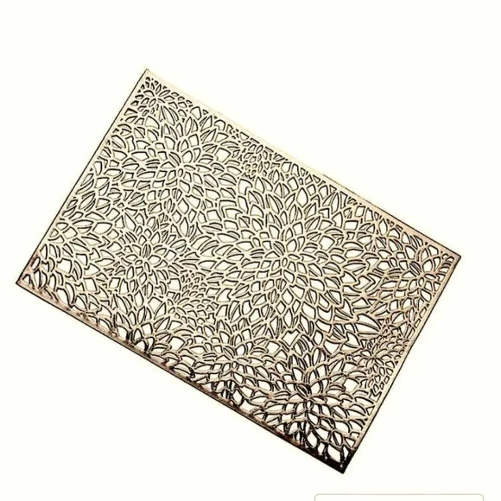 Gold Placemats Laser Cut Elegant Everyday Special Occasion Holiday Elegant 4 PC